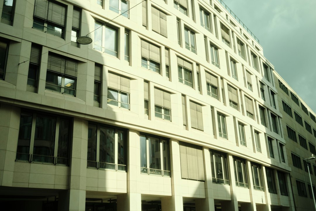 Modern office building facade in a European city